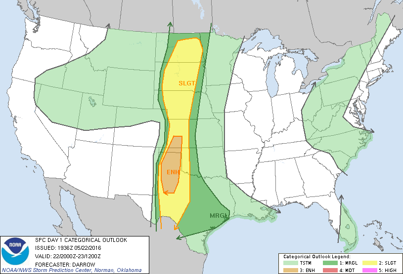 Storm Prediction Center May 22, 2016 Afternoon Outlook