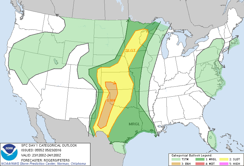 Storm Prediction Center May 23, 2016 Early Morning UTC Day 1 Convective Outlook