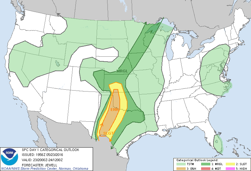 Storm Prediction Center May 23, 2016 Afternoon Outlook