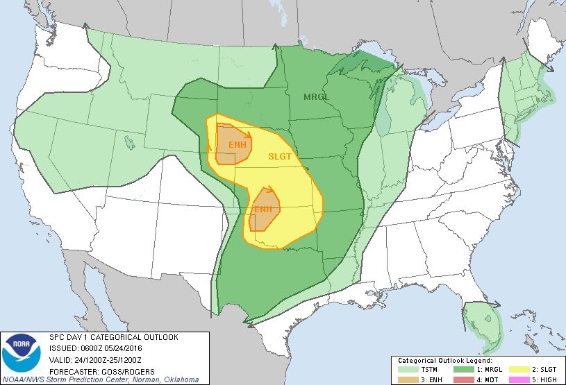 Storm Prediction Center May 24, 2016 Early Morning UTC Day 1 Convective Outlook