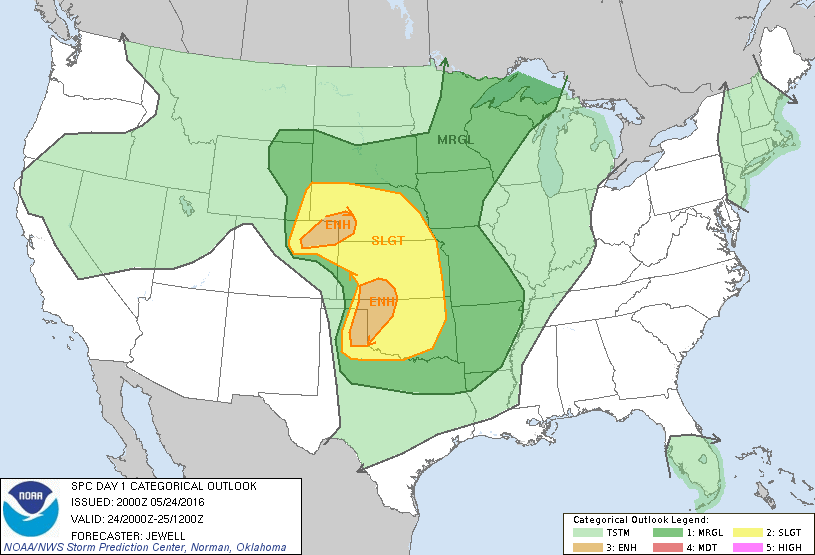 Storm Prediction Center May 24, 2016 Afternoon Outlook