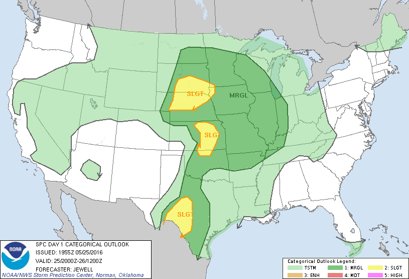 Storm Prediction Center May 25, 2016 Afternoon Outlook