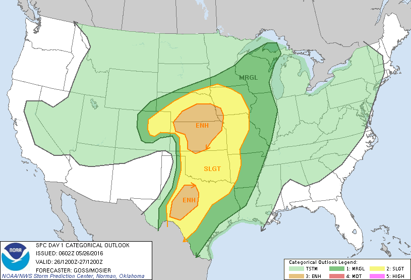 Storm Prediction Center May 26, 2016 Early Morning UTC Day 1 Convective Outlook