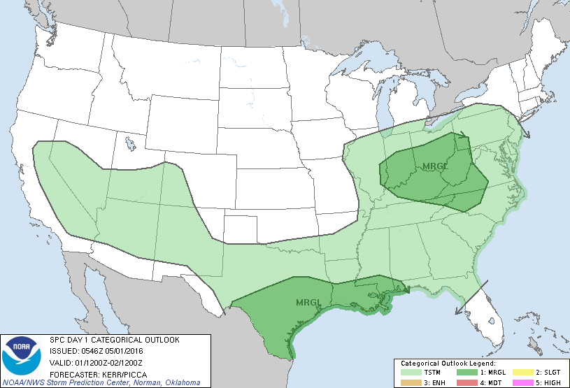 Storm Prediction Center May 1, 2016 Early Morning UTC Day 1 Convective Outlook