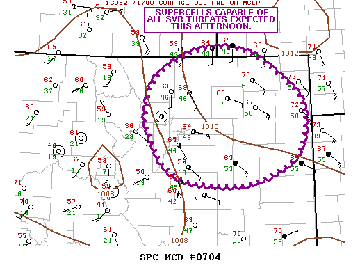 NOAA Storm Prediction Center Mesoscale Discussion 704