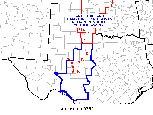 NOAA Storm Prediction Center Mesoscale Discussion 752