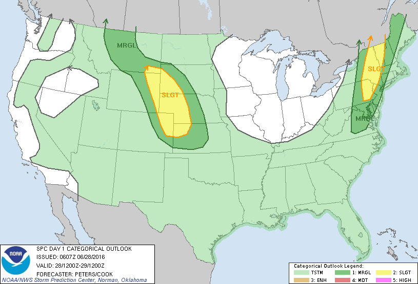 Storm Prediction Center Jun 28, 2016 Early Morning UTC Day 1 Convective Outlook