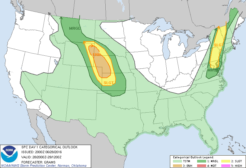 Storm Prediction Center Jun 28, 2016 Afternoon Outlook