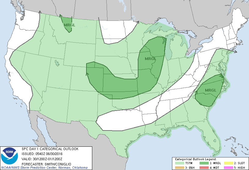 Storm Prediction Center Jun 30, 2016 Early Morning UTC Day 1 Convective Outlook