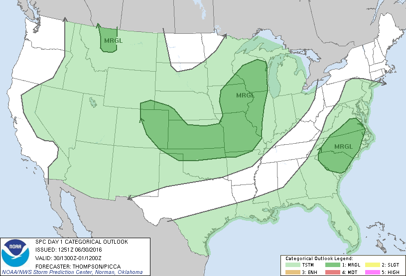 Storm Prediction Center Jun 30, 2016 Morning Outlook