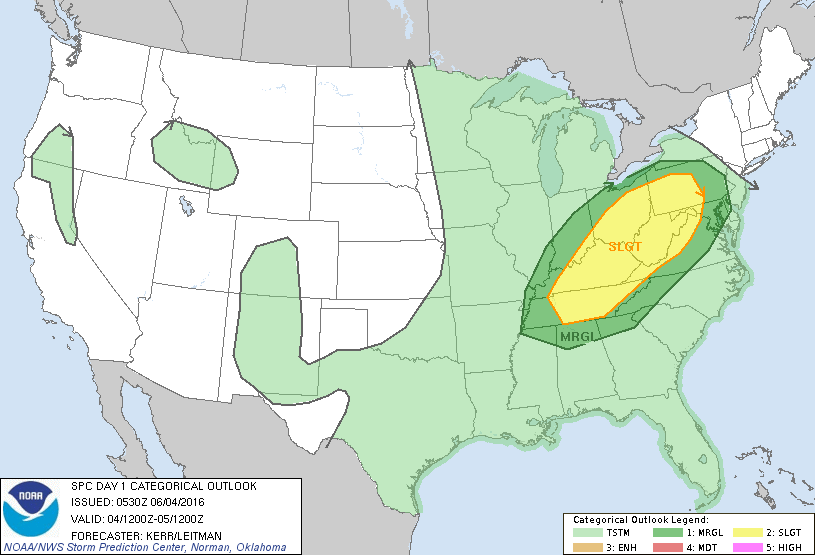 Storm Prediction Center Jun 4, 2016 Early Morning UTC Day 1 Convective Outlook