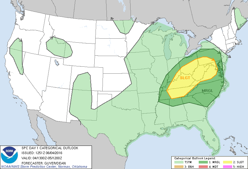 Storm Prediction Center Jun 4, 2016 Morning Outlook