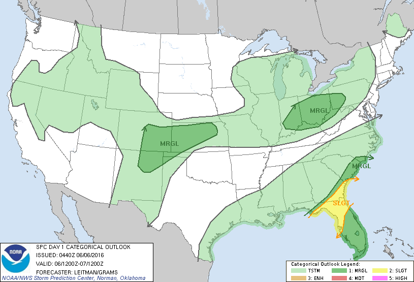 Storm Prediction Center Jun 6, 2016 Early Morning UTC Day 1 Convective Outlook