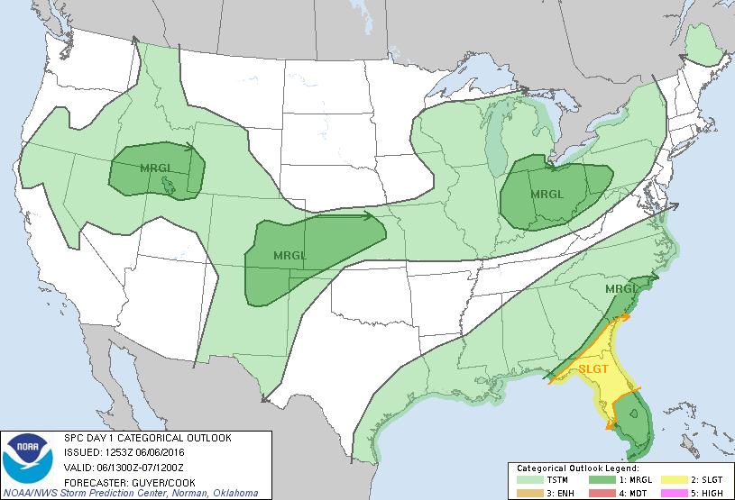 Storm Prediction Center Jun 6, 2016 Morning Outlook