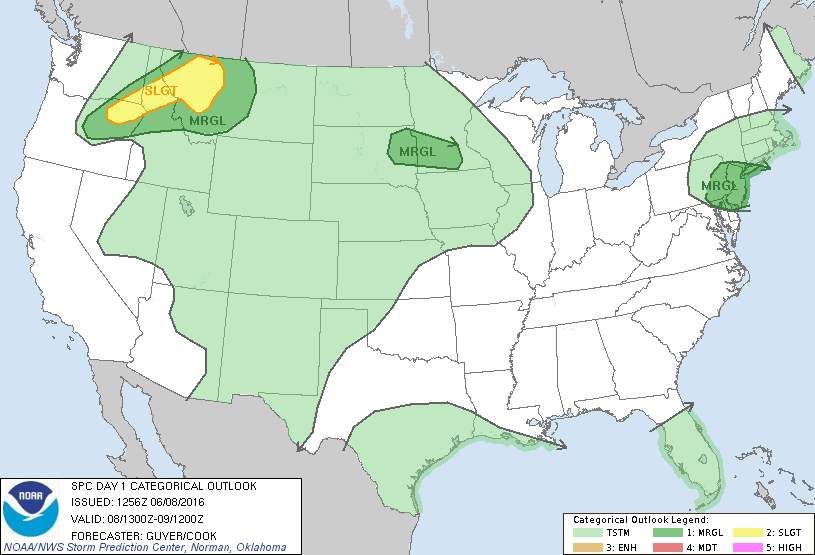 Storm Prediction Center Jun 8, 2016 Morning Outlook