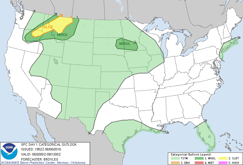 Storm Prediction Center Jun 8, 2016 Afternoon Outlook