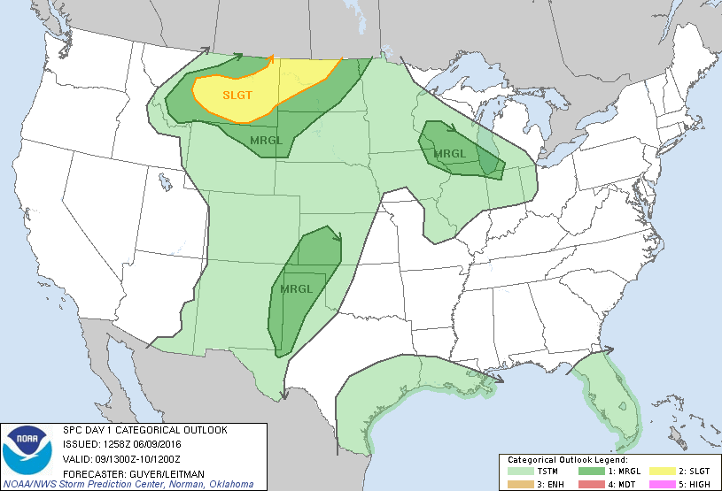 Storm Prediction Center Jun 9, 2016 Morning Outlook
