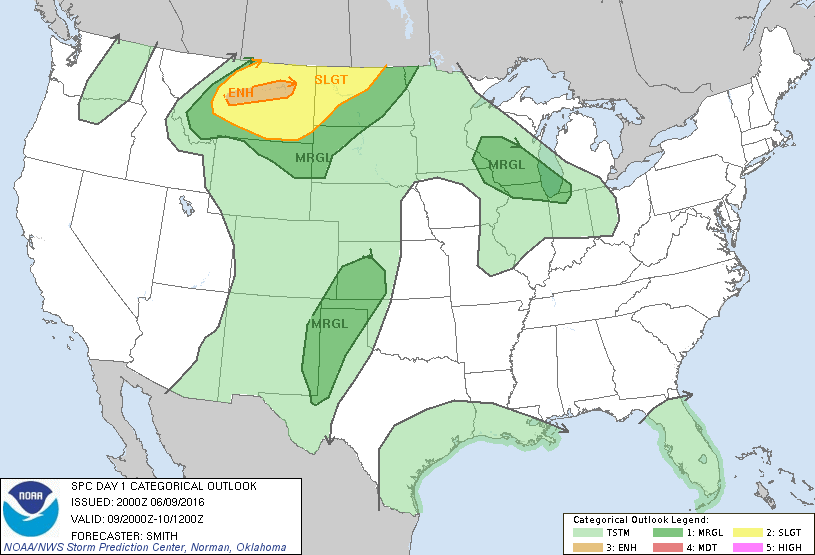 Storm Prediction Center Jun 9, 2016 Afternoon Outlook