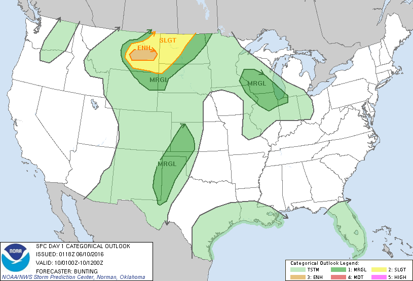 Storm Prediction Center Jun 10, 2016 UTC Evening Outlook