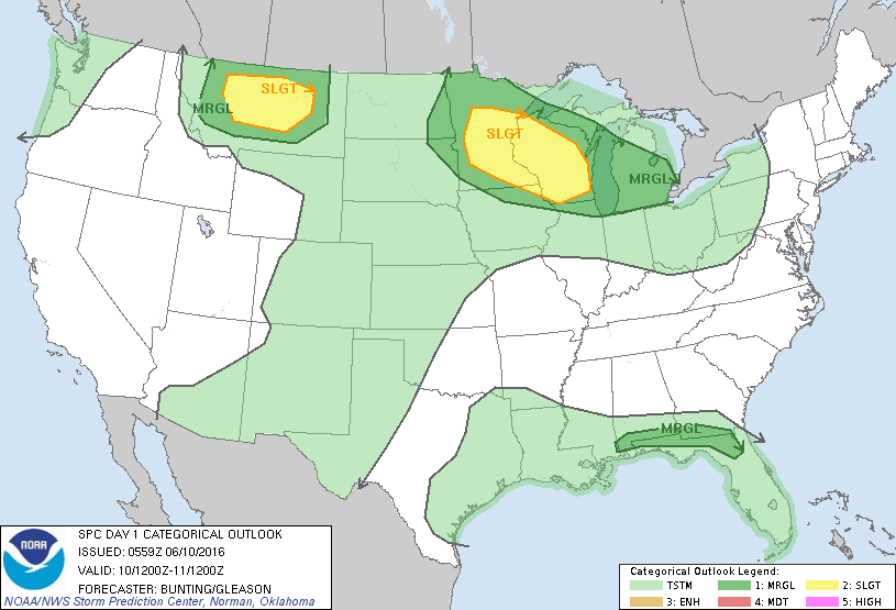 Storm Prediction Center Jun 10, 2016 Early Morning UTC Day 1 Convective Outlook