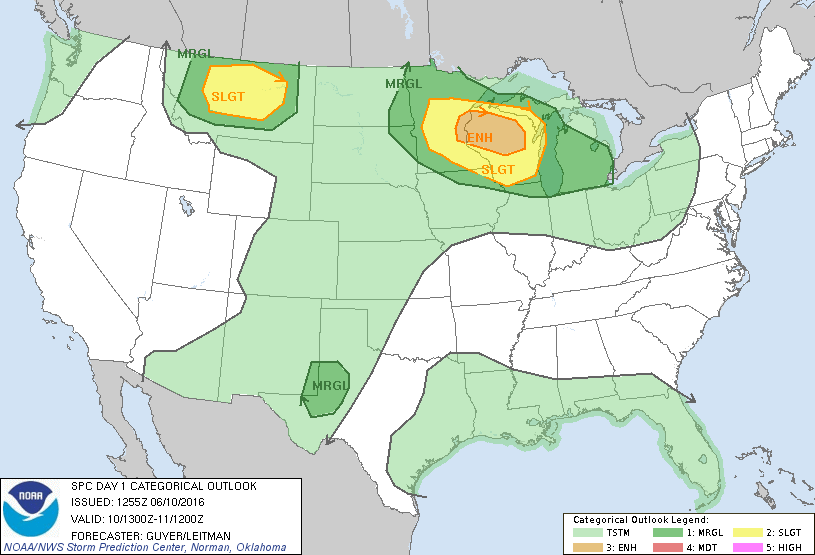 Storm Prediction Center Jun 10, 2016 Morning Outlook