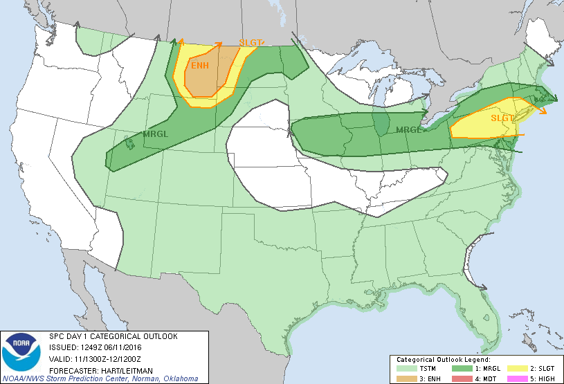 Storm Prediction Center Jun 11, 2016 Morning Outlook