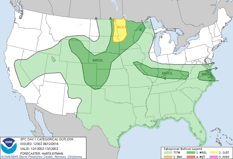 Storm Prediction Center Jun 12, 2016 Morning Outlook
