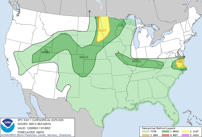 Storm Prediction Center Jun 12, 2016 Afternoon Outlook