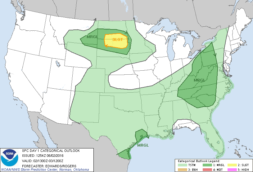 Storm Prediction Center Jun 2, 2016 Morning Outlook