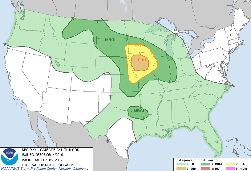 Storm Prediction Center Jun 14, 2016 Early Morning UTC Day 1 Convective Outlook