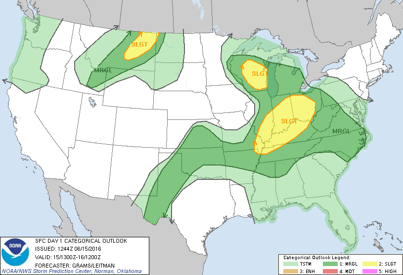 Storm Prediction Center Jun 15, 2016 Morning Outlook