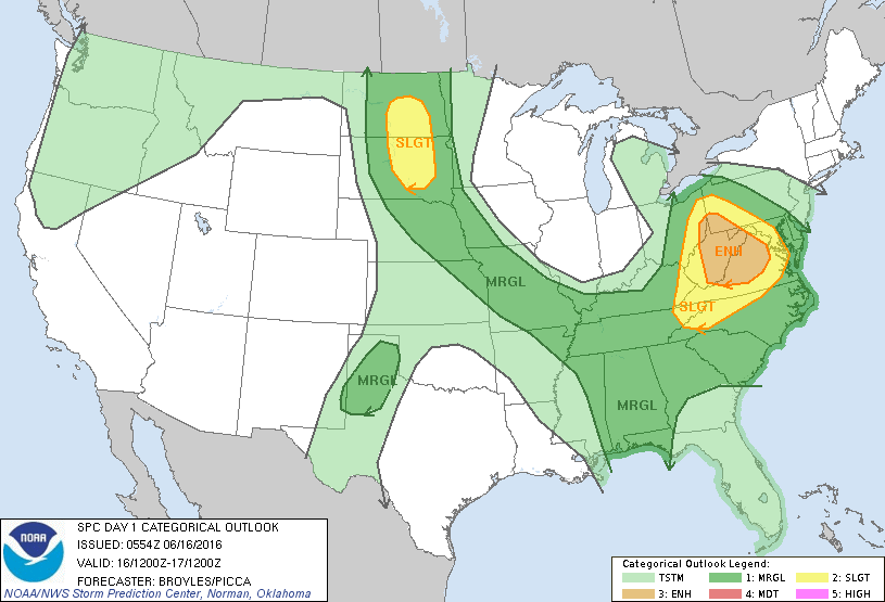 Storm Prediction Center Jun 16, 2016 Early Morning UTC Day 1 Convective Outlook