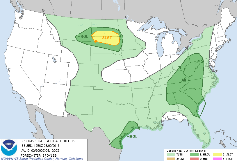 Storm Prediction Center Jun 2, 2016 Afternoon Outlook