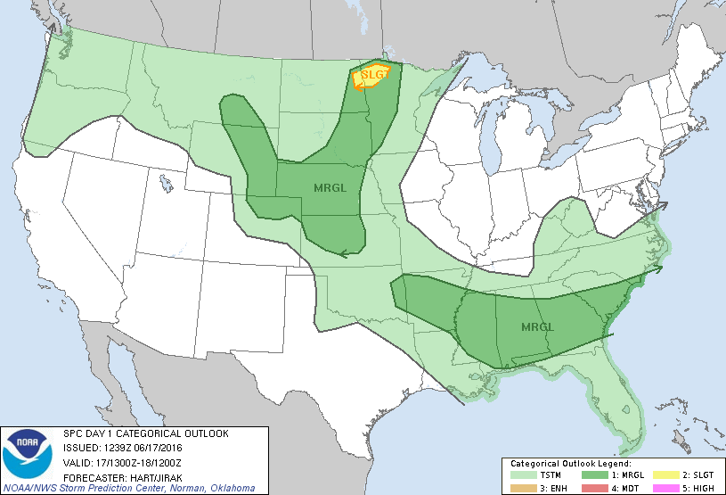 Storm Prediction Center Jun 17, 2016 Morning Outlook