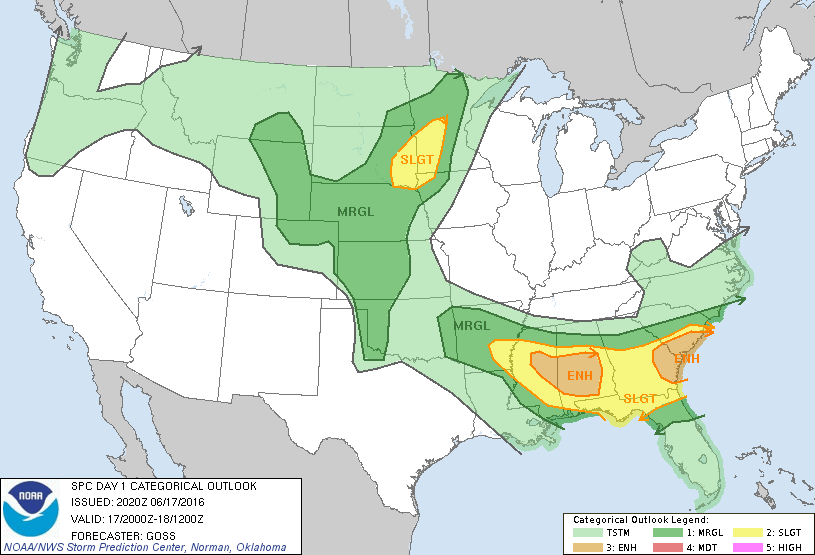 Storm Prediction Center Jun 17, 2016 Late Morning Outlook