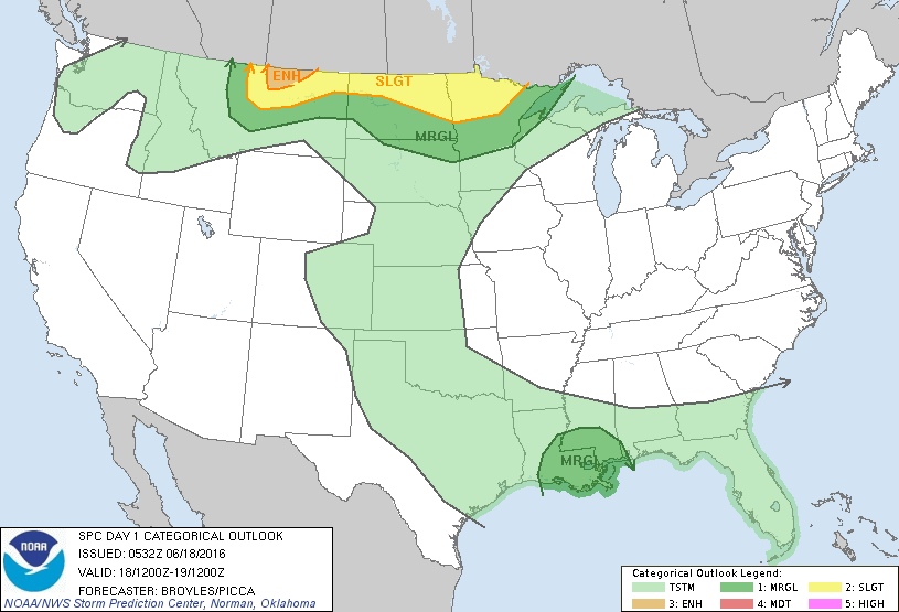 Storm Prediction Center Jun 18, 2016 Early Morning UTC Day 1 Convective Outlook