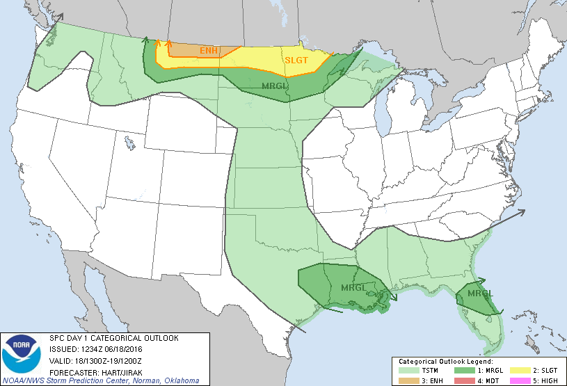 Storm Prediction Center Jun 18, 2016 Morning Outlook