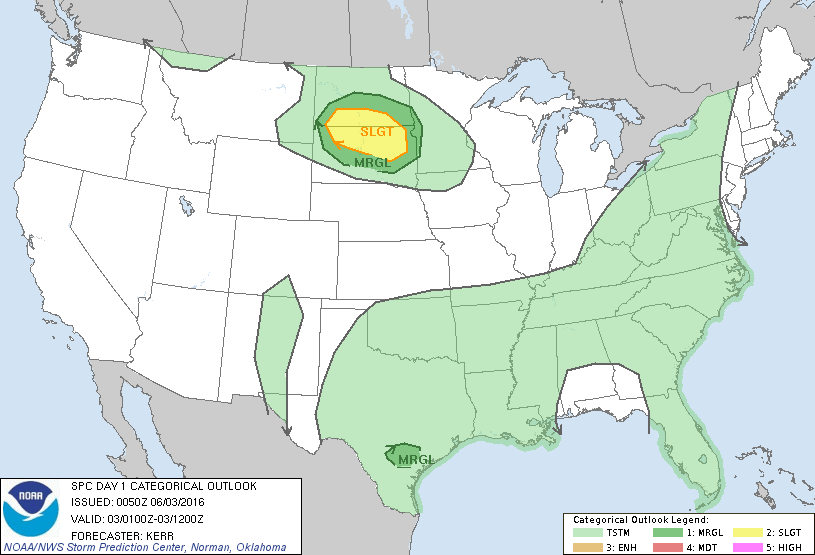 Storm Prediction Center Jun 3, 2016 UTC Evening Outlook