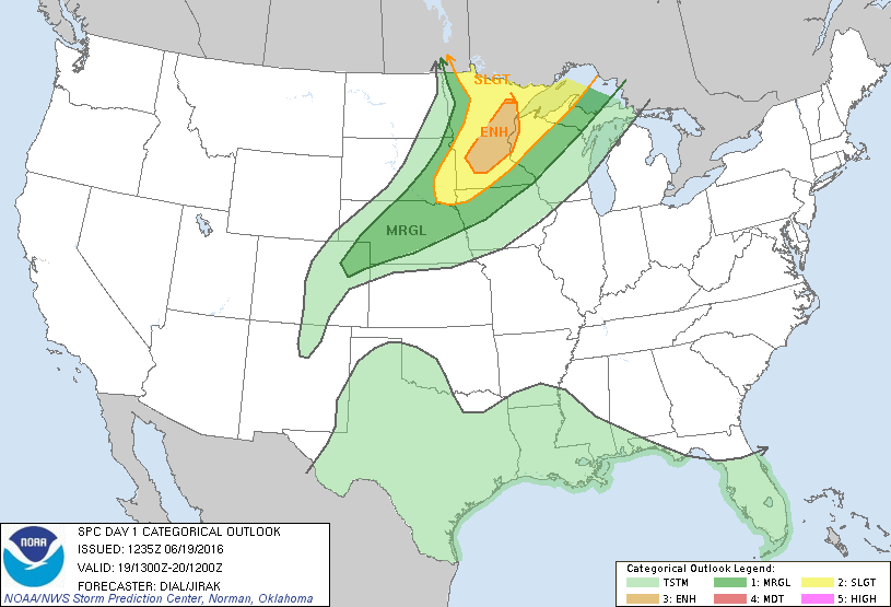 Storm Prediction Center Jun 19, 2016 Morning Outlook