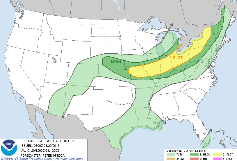 Storm Prediction Center Jun 20, 2016 Early Morning UTC Day 1 Convective Outlook