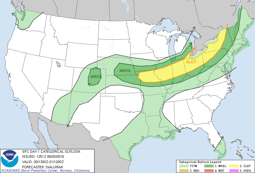 Storm Prediction Center Jun 20, 2016 Morning Outlook
