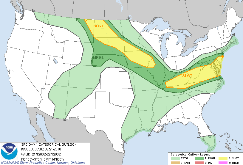 Storm Prediction Center Jun 21, 2016 Early Morning UTC Day 1 Convective Outlook