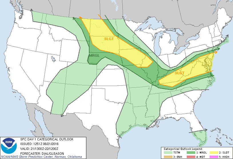 Storm Prediction Center Jun 21, 2016 Morning Outlook