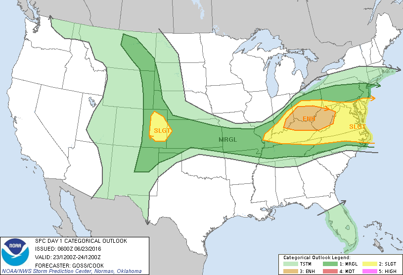 Storm Prediction Center Jun 23, 2016 Early Morning UTC Day 1 Convective Outlook