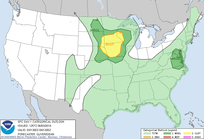 Storm Prediction Center Jun 3, 2016 Morning Outlook