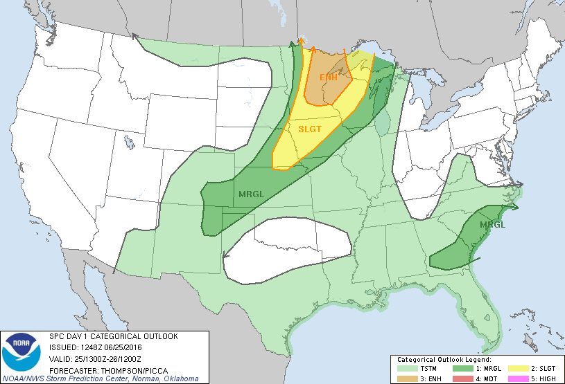 Storm Prediction Center Jun 25, 2016 Morning Outlook