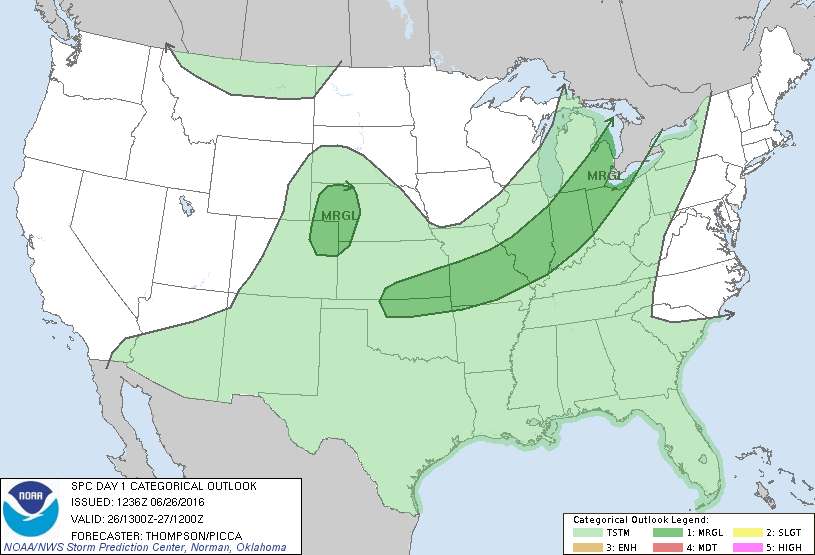 Storm Prediction Center Jun 26, 2016 Morning Outlook