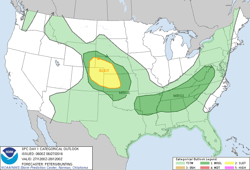 Storm Prediction Center Jun 27, 2016 Early Morning UTC Day 1 Convective Outlook