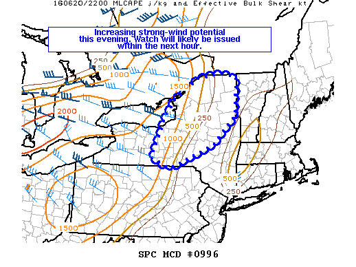 NOAA Storm Prediction Center Mesoscale Discussion 996