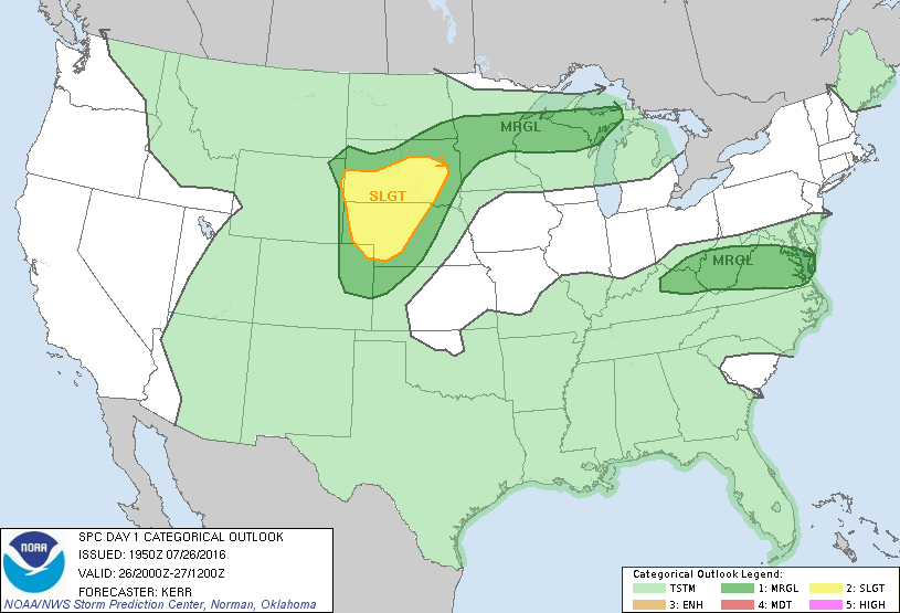 Storm Prediction Center Jul 26, 2016 Afternoon Outlook